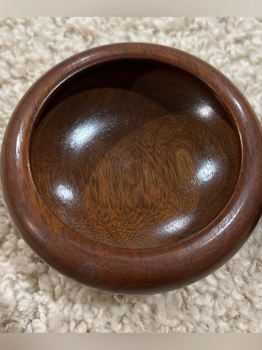 Vintage 1960s VTG Hand Turned Wooden Trinket Box Round Jewelry Keepsake Pot 4”